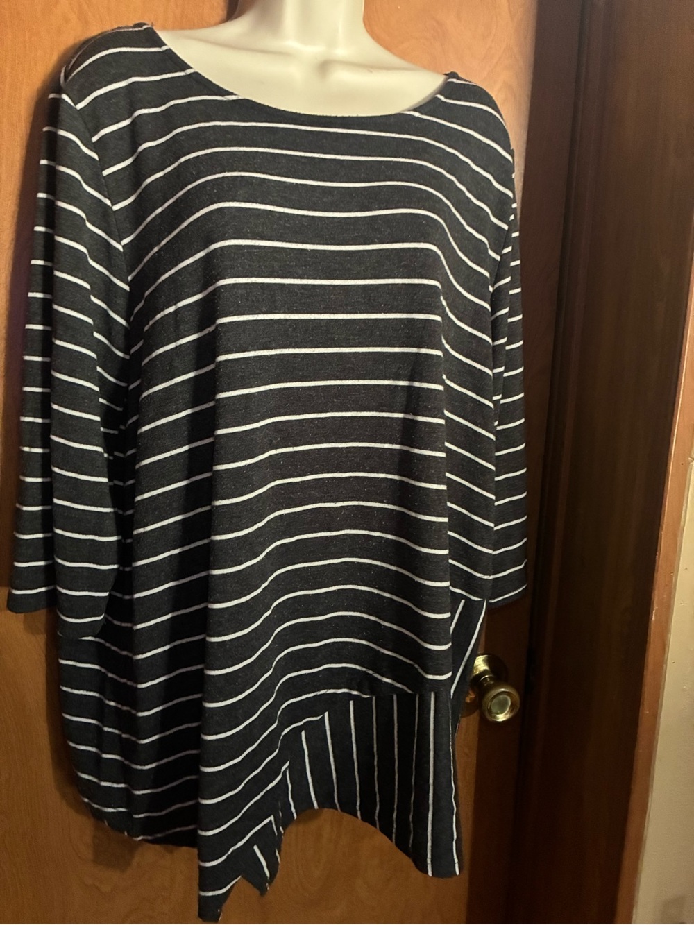 Striped Black & White Women's Boatneck Tunic Top
